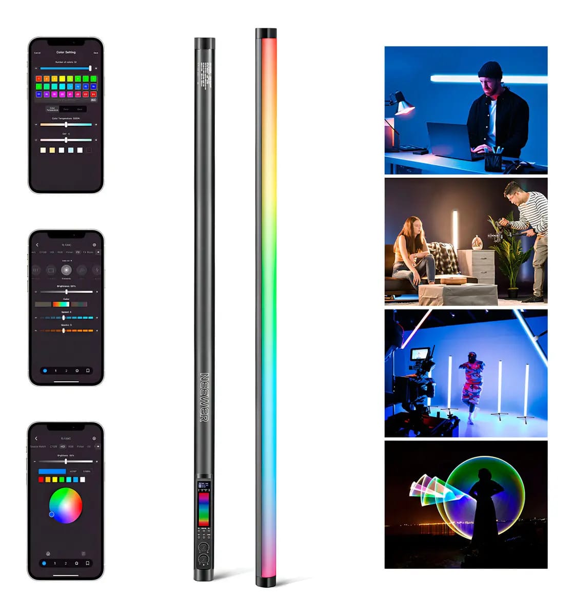 Aro de luz led Neewer 10103825 cor rgb com estrutura Preto