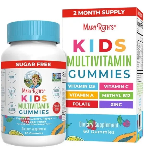 Multivitamínico Children's Growth 60 Gummies Strawberry Papaya Flavor Mary Ruths Vitamina A