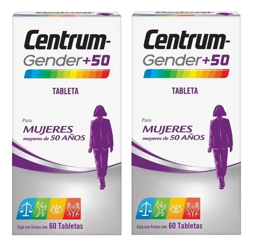 Frasco Centrum Gender Women 50+ com 60 comprimidos - 2 peças sem sabor