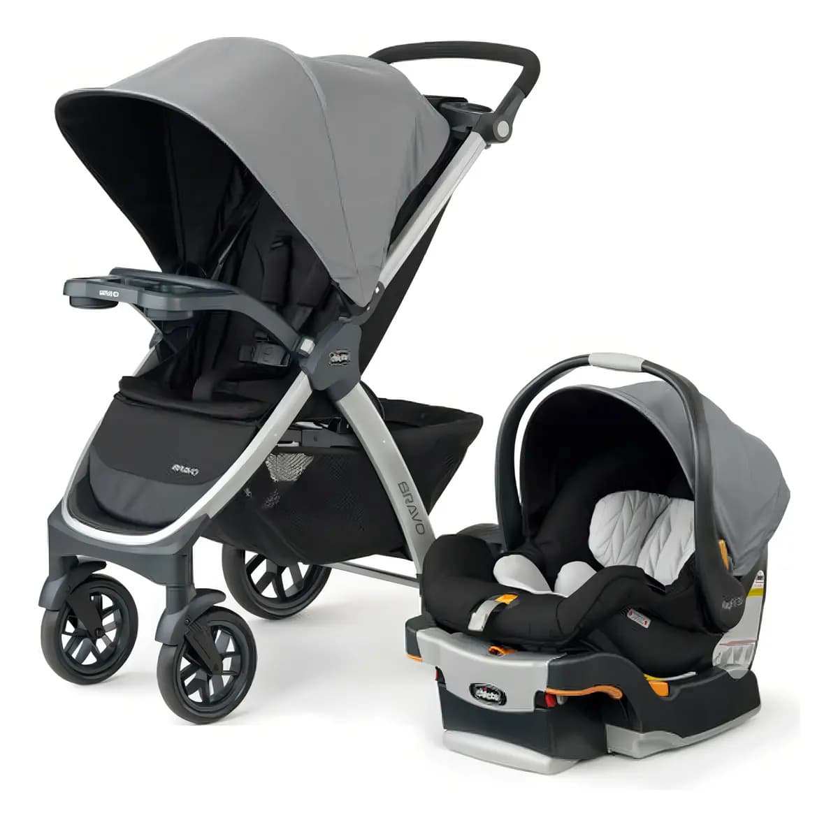 Carrinho de Bebê Chicco Bravo Trio Travel System Camden Cinza para 22 kg