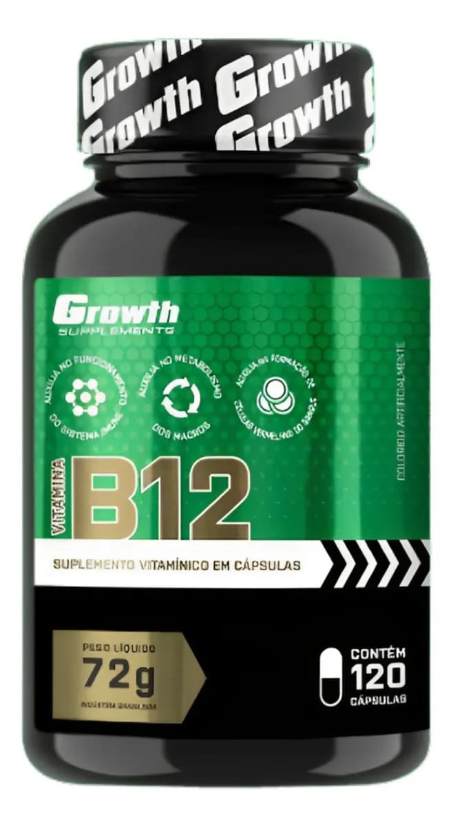 Vitamina B12 (120 Cápsulas) - Growth Supplements Sabor Natural