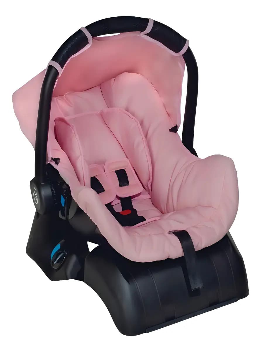 Conjunto Bebê Conforto Grid Rosa Com Base - Galzerano