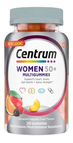 Suplemento multivitamínico Centrum 50+ para mulheres de 38 quilates, formulado com vitaminas B para ajudar a apoiar a energia e o metabolismo e vitaminas antioxidantes C e E para apoiar a imunidade.