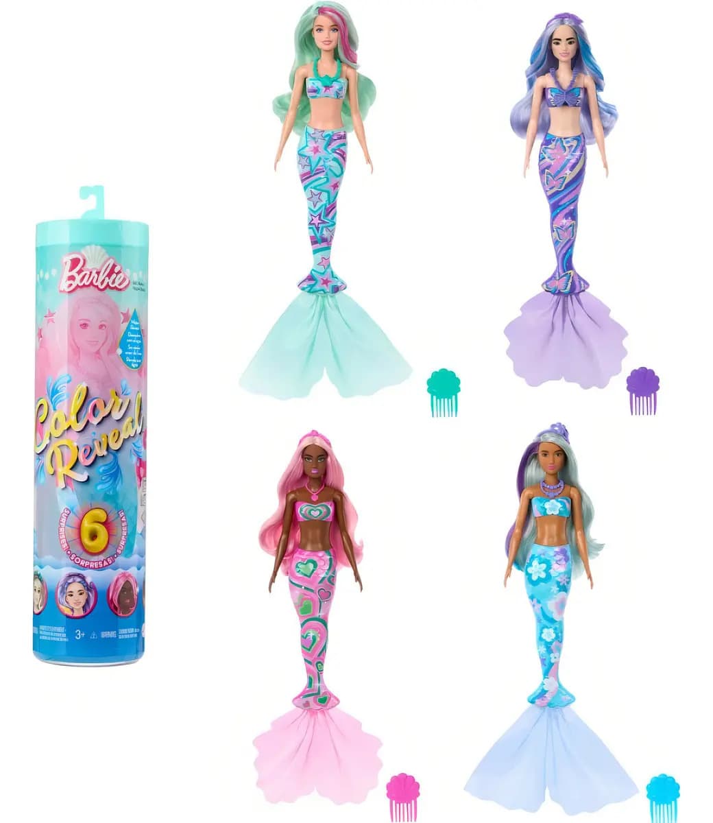 Boneca Barbie Color Reveal Sereia Surpresa Acessórios Mattel