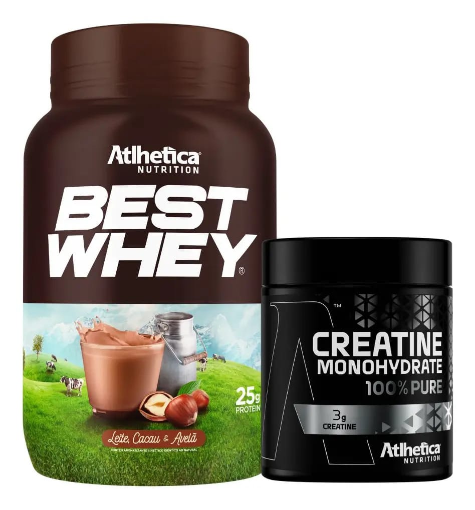 Best Whey Isolado Hidro Cacau Avela 900g Creatina Atlhetica Sabor Sem Sabor