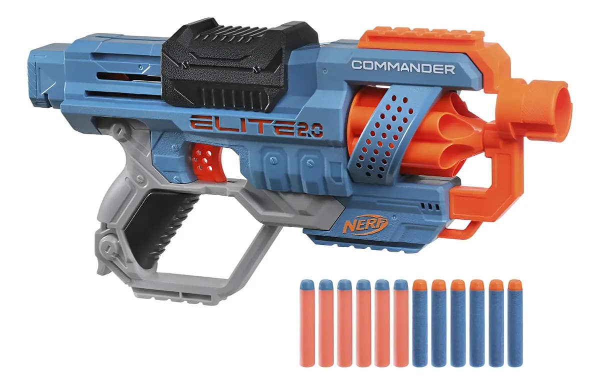 Lançador Nerf Elite 2.0 Commander Rd-6 12 Dardos - Hasbro Azul