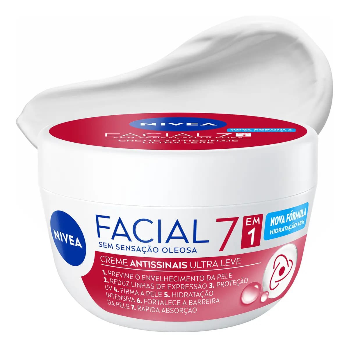 NIVEA Creme Facial Antissinais Ultraleve 7 em 1 100g, BBB 26, Previne Envelhecimento, Reduz Linhas Finas, Hidratação 48h, Antioxidantes, Cuidado Facial
