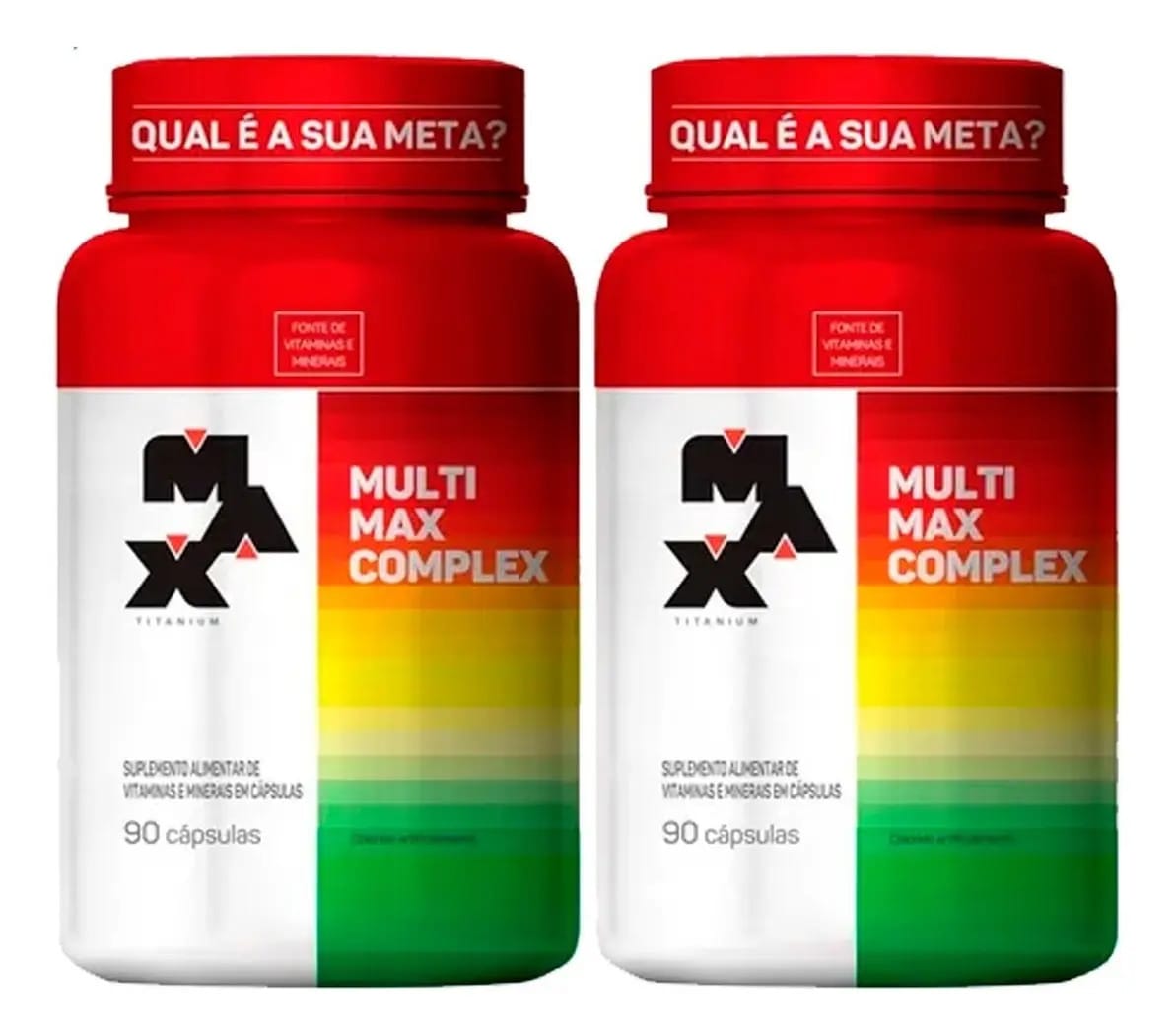 2x Multivitaminico Multimax Complex 90 Cáps - Max Titanium Sabor Sem Sabor