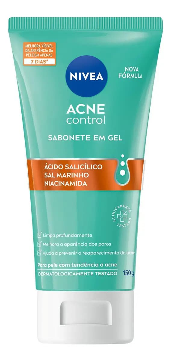 NIVEA Sabonete Facial em Gel Acne Control 150g, Limpa Profundamente, Controla Oleosidade, Previne Acne, Pele com Tendência a Acne