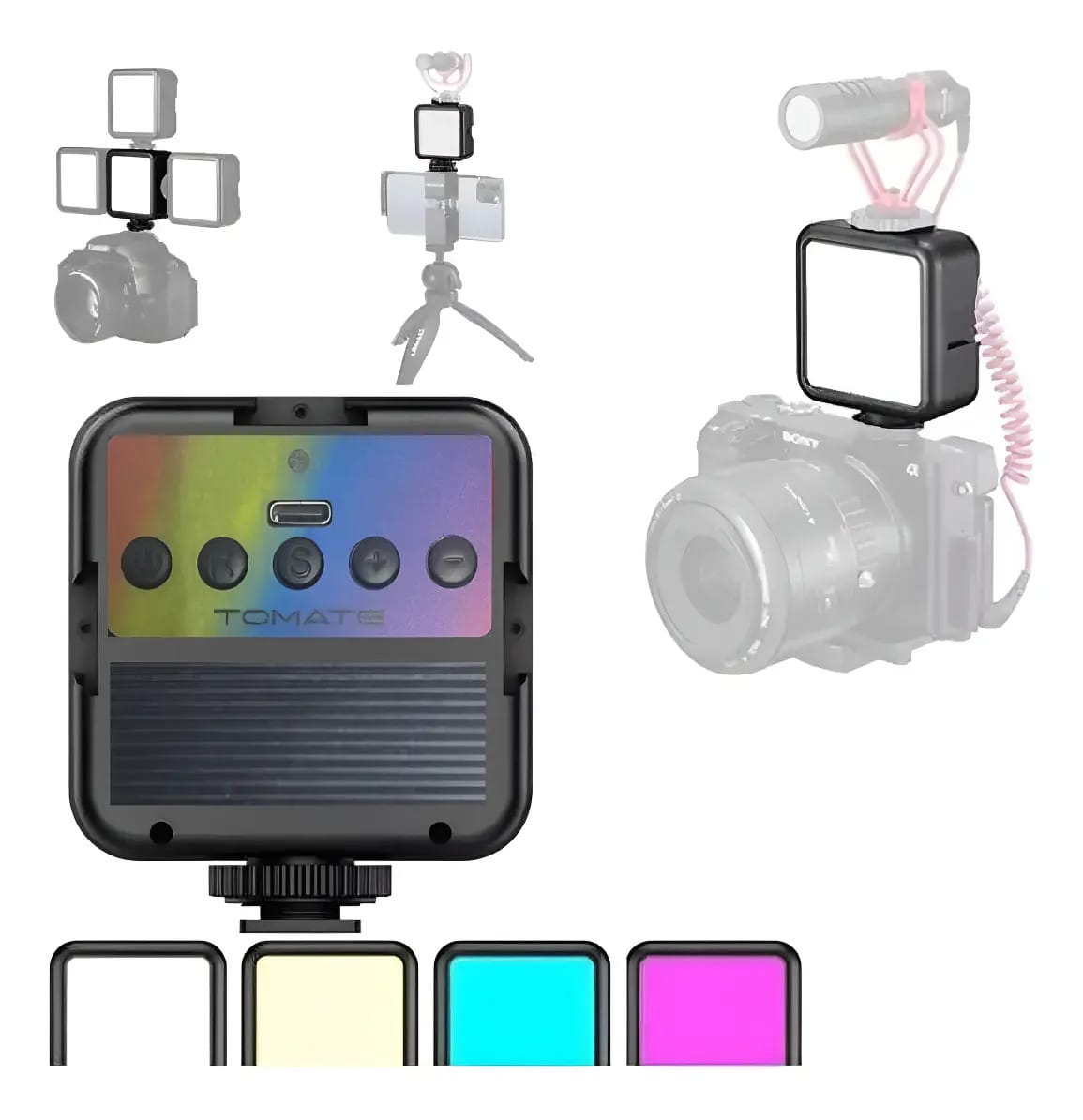 Luz LED Branco-frio Genai Vl49 Rgb Para Câmera DSLR 6W Bateria