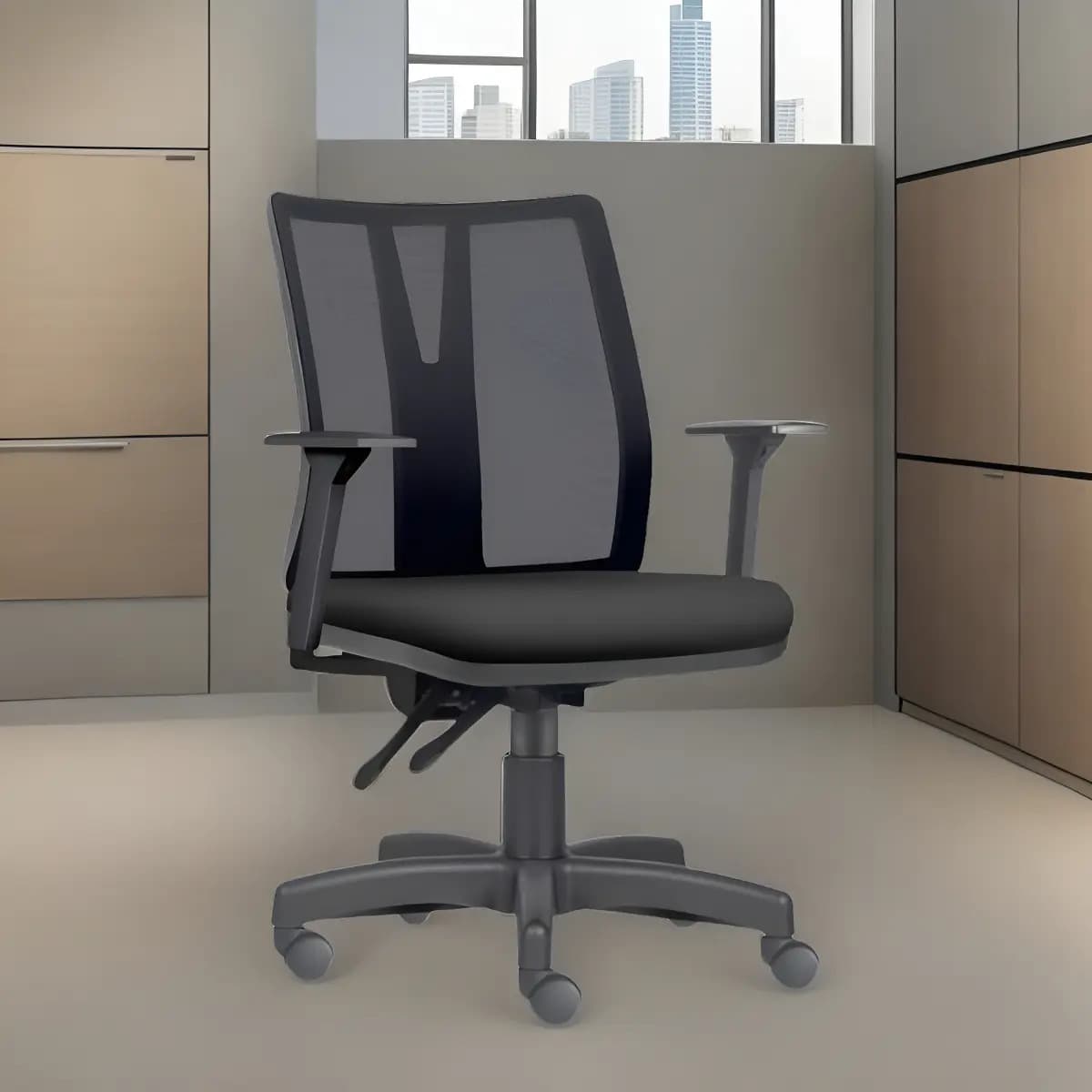Cadeira De Escritório Em Tela Frisokar Addit Diretor Ergonômica Cor Preto Espuma Tapeçada Em Crepe Preto
