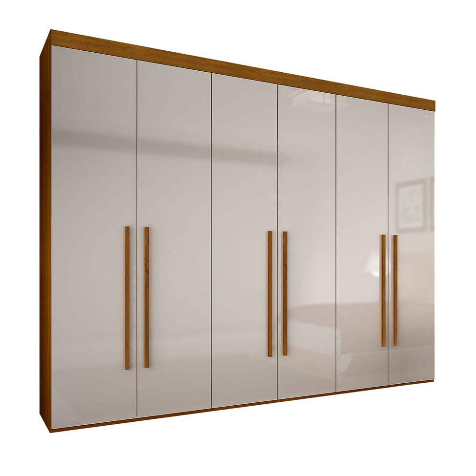 Guarda-Roupa Casal Maceio 6 Portas Imbuia e Off White