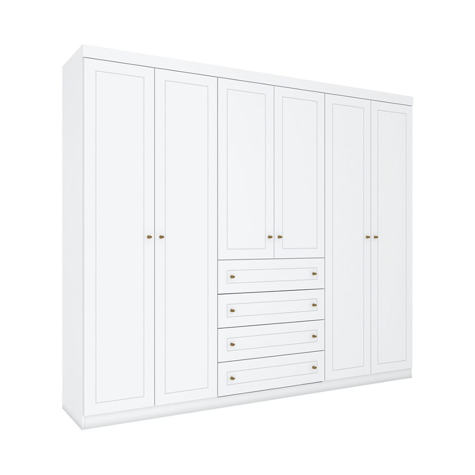 Guarda-Roupa Casal Orion 6 Portas 4 Gavetas Branco