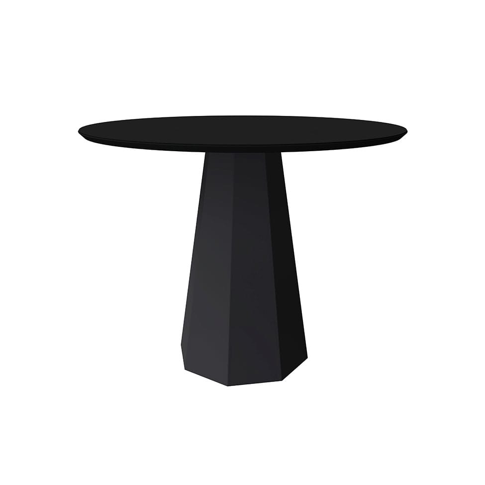 Mesa de Jantar Redonda com Tampo de Vidro Isis Preta 100 cm