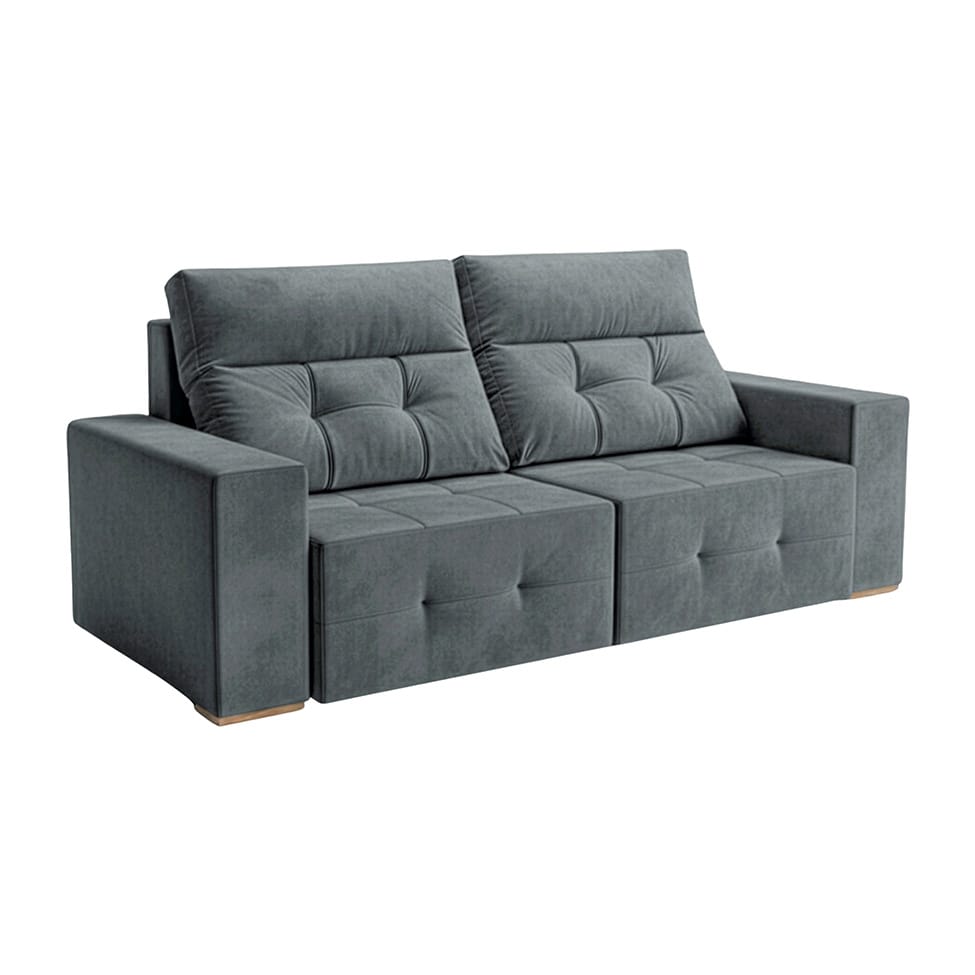 Sofá 3 Lugares Retrátil e Reclinável Roma Suede Cinza